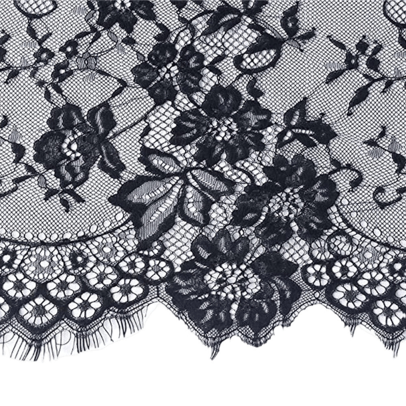 Față de masă din dantelă franceză, dantelă albă și neagră, cu flori, pentru nuntă, romantică