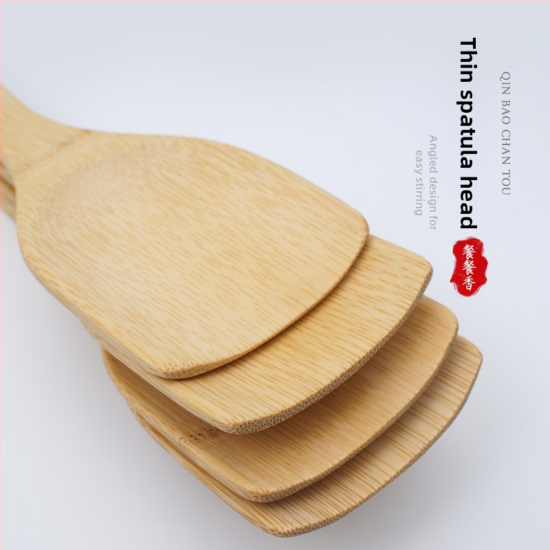 Фабрични директни продажби на бамбукова шпатула за готвене, устойчива на висока температура, без боя, шпатула с дълга дръжка от бамбук, кухненски прибори, Runjianghu