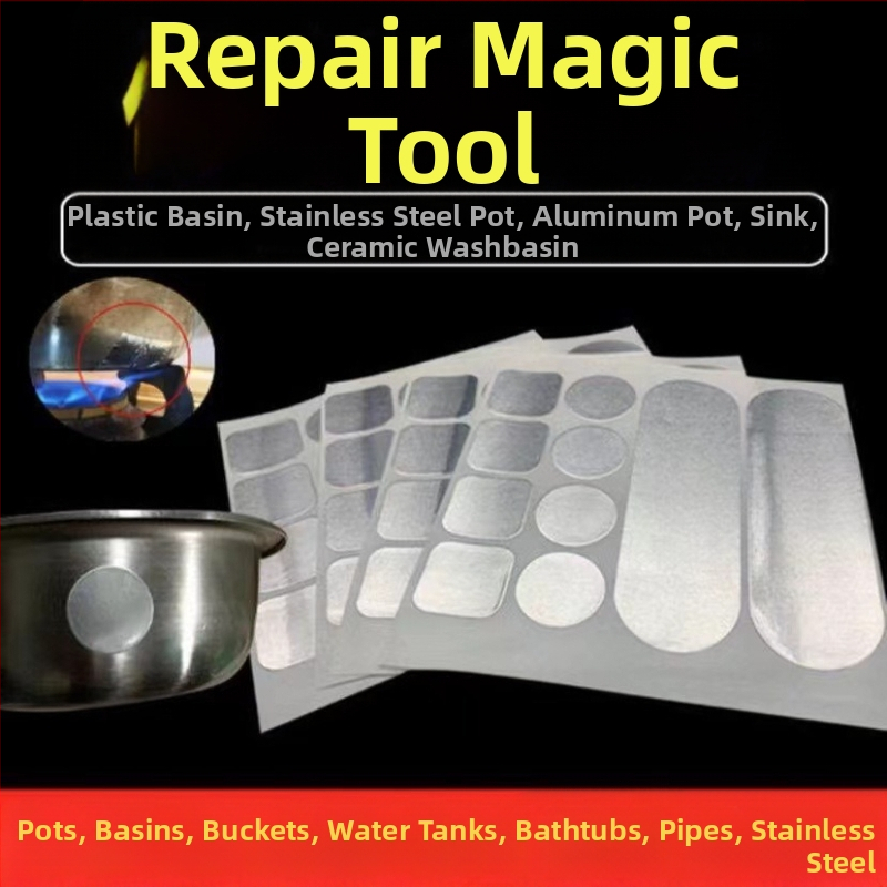 Лента за саксия, удебелена алуминиева фолио лента, артефакт от дъното на саксия, устойчива на висока температура, неръждаема стомана, ремонт на течове, калай хартия, алуминиева кожа, самозалепваща се лед