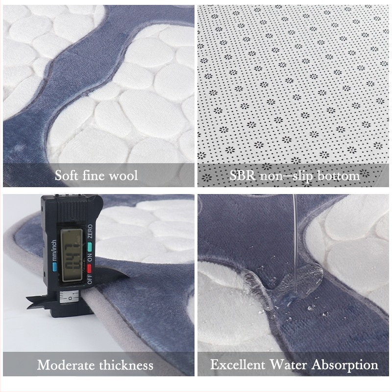 TEMU Explosions Постелка за баня против хлъзгане на склад SHEIN Актьорска постелка за баня от коралов полар с релефно 3D покритие