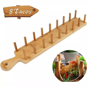 Ράφι για τηγανίτες από μπαμπού σε απόθεμα, ξύλινος δίσκος για μπουρίτο μεξικανικού πάρτι, σχάρα για τηγανίτες μπανάνας και τάκος καλαμποκιού από μασίφ ξύλο
