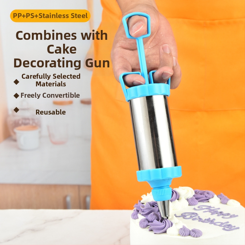 Декориращ пистолет Инструменти за печене 4-глава Декорираща дюза Стъргалка за крем 6 части Комплект за изстискване на крем за бисквитки