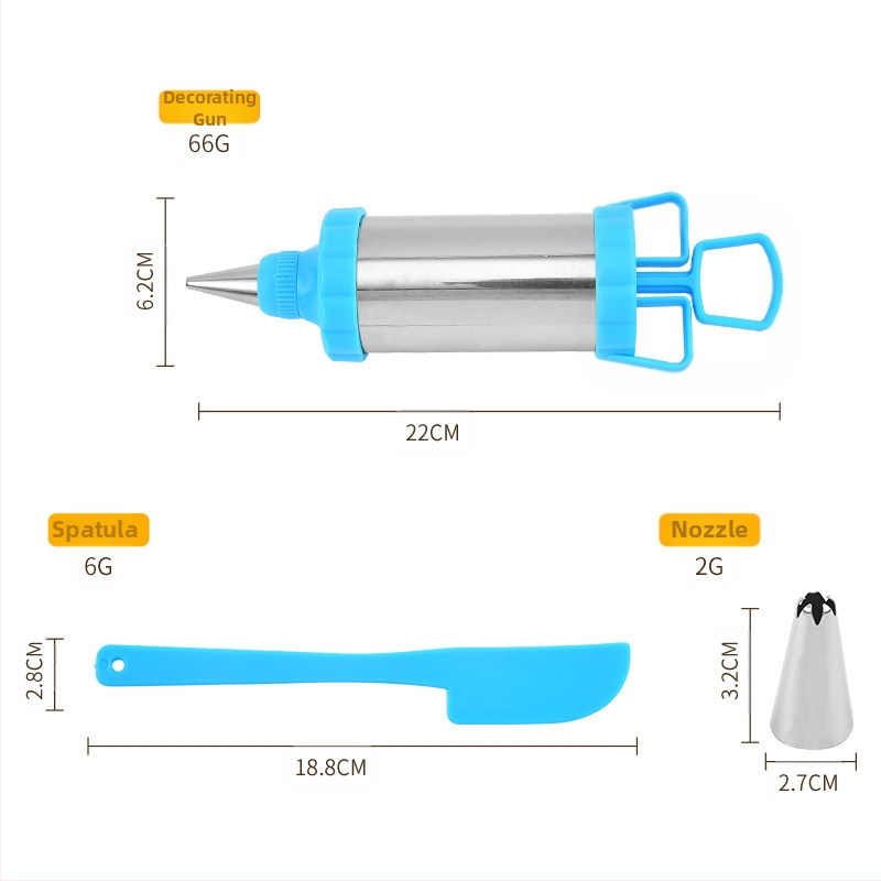 Декориращ пистолет Инструменти за печене 4-глава Декорираща дюза Стъргалка за крем 6 части Комплект за изстискване на крем за бисквитки