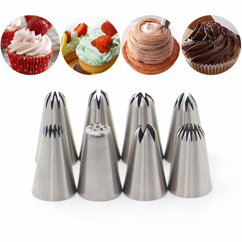 304 Korea kaunistusotsiku komplekt küpsetusriistad kerge kreemiga sulatatud ubade nuudliküpsiste kaunistuskoti otsikute 8-osaline komplekt