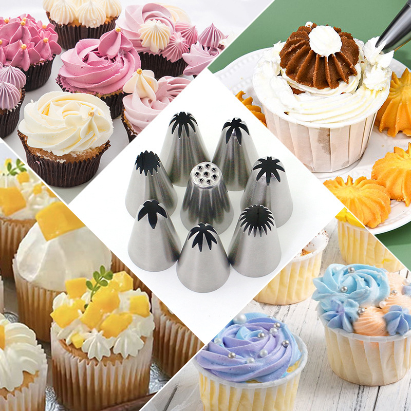 304 Korea kaunistusotsiku komplekt küpsetusriistad kerge kreemiga sulatatud ubade nuudliküpsiste kaunistuskoti otsikute 8-osaline komplekt