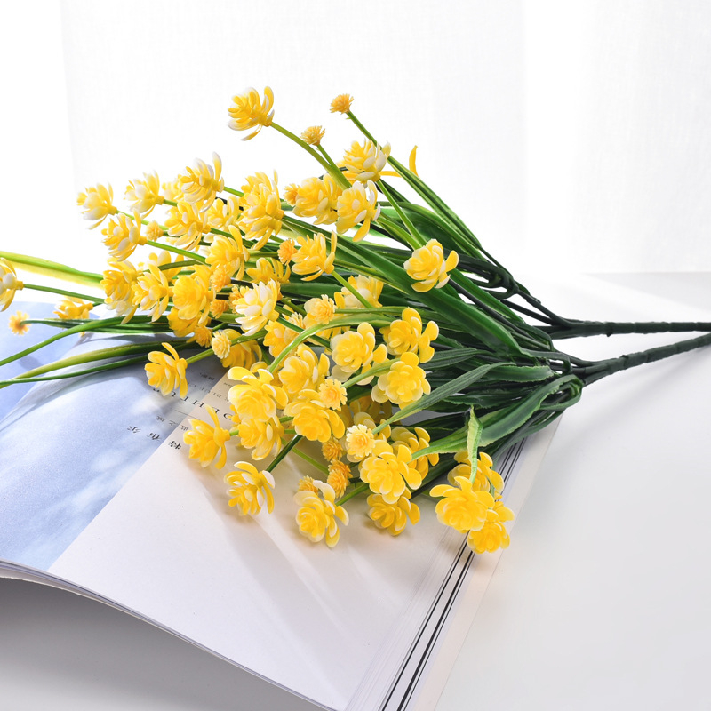 Amazon plastmasas 7 zaru pavasara zāles kamēlijas imitēta mākslīgā zieda narcises podos puķu kompozīcijas aksesuāri rotājumi vairumtirdzniecība