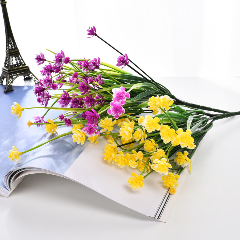 Amazon plastmasas 7 zaru pavasara zāles kamēlijas imitēta mākslīgā zieda narcises podos puķu kompozīcijas aksesuāri rotājumi vairumtirdzniecība