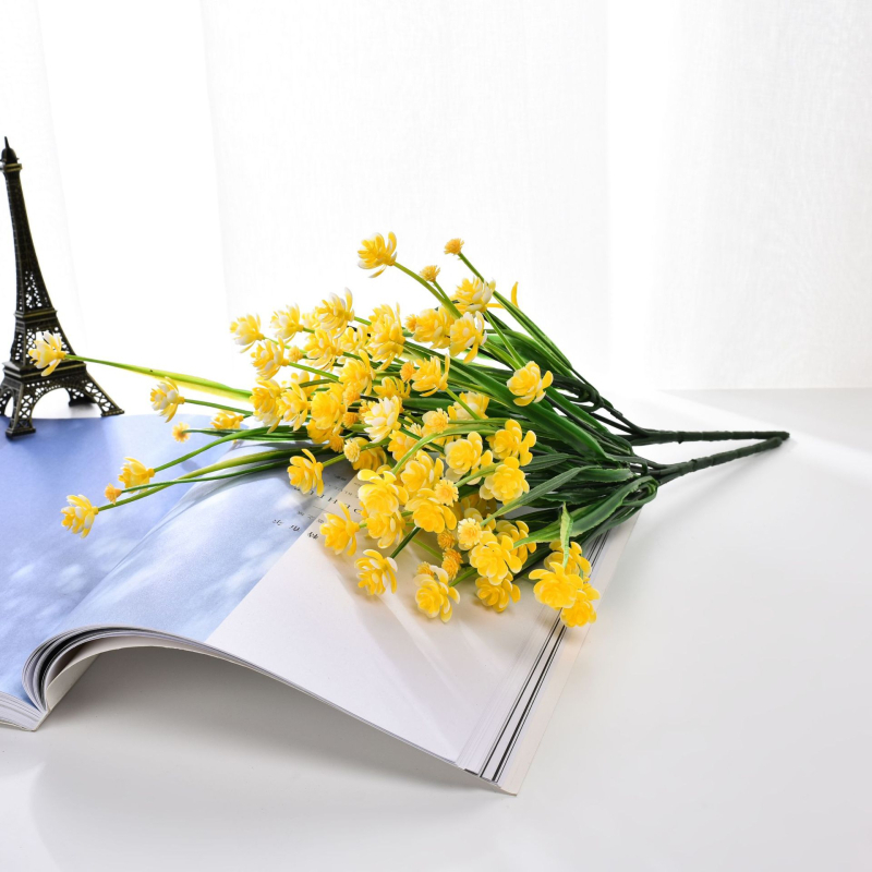 Amazon plastmasas 7 zaru pavasara zāles kamēlijas imitēta mākslīgā zieda narcises podos puķu kompozīcijas aksesuāri rotājumi vairumtirdzniecība