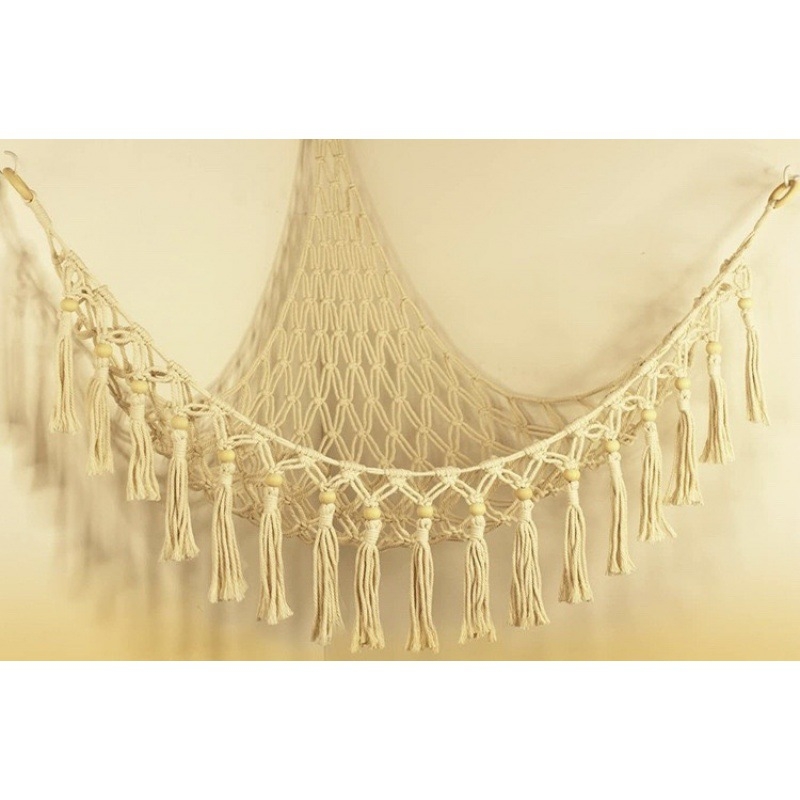 Мрежа за съхранение на кукли в ъгъла, триъгълна люлка, хамак, мрежа с джоб, ръчно тъкано памучно въже, декорация за стената