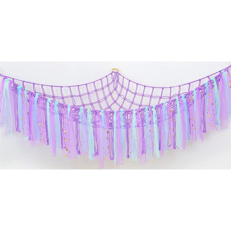 Мрежа за съхранение на кукли в ъгъла, триъгълна люлка, хамак, мрежа с джоб, ръчно тъкано памучно въже, декорация за стената