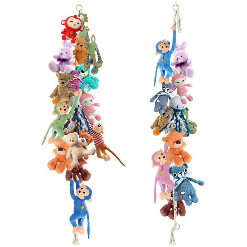 Мрежа за съхранение на кукли в ъгъла, триъгълна люлка, хамак, мрежа с джоб, ръчно тъкано памучно въже, декорация за стената