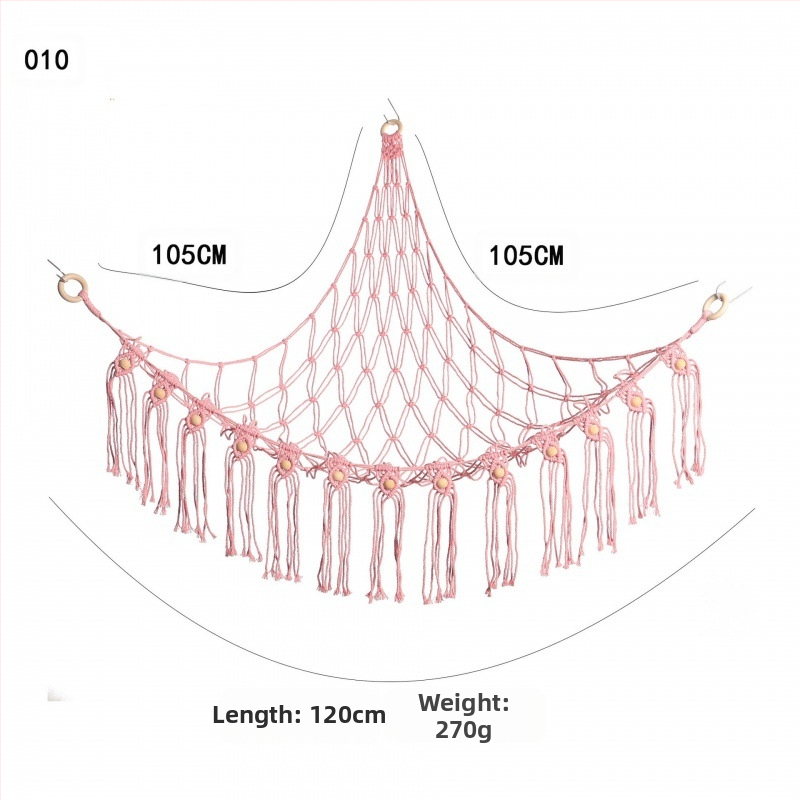 Мрежа за съхранение на кукли в ъгъла, триъгълна люлка, хамак, мрежа с джоб, ръчно тъкано памучно въже, декорация за стената