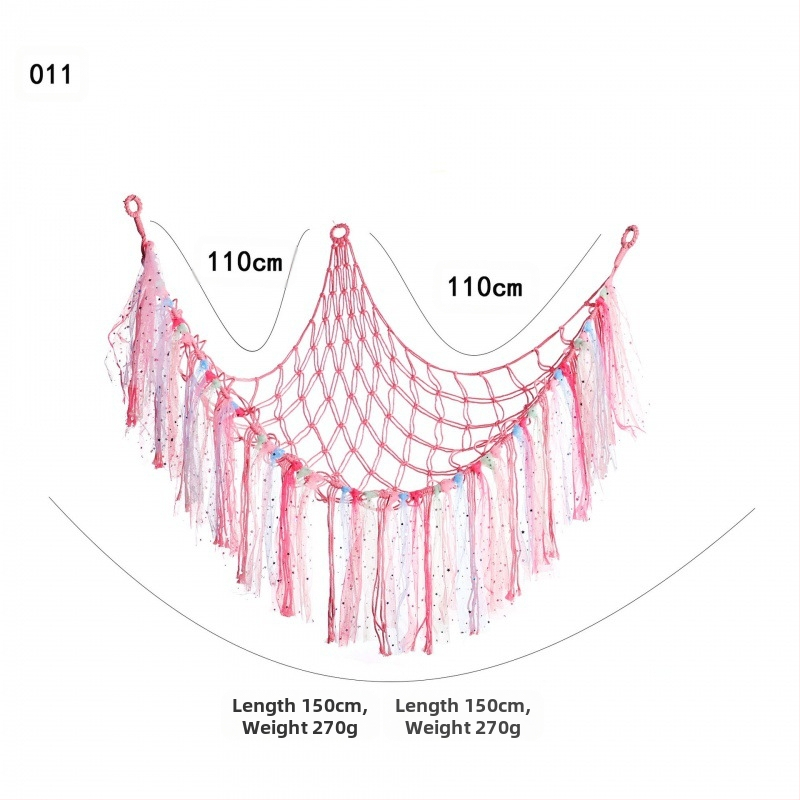 Мрежа за съхранение на кукли в ъгъла, триъгълна люлка, хамак, мрежа с джоб, ръчно тъкано памучно въже, декорация за стената
