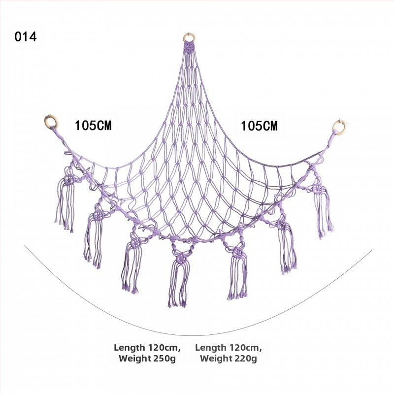 Мрежа за съхранение на кукли в ъгъла, триъгълна люлка, хамак, мрежа с джоб, ръчно тъкано памучно въже, декорация за стената