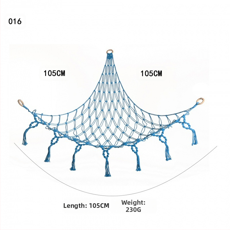 Мрежа за съхранение на кукли в ъгъла, триъгълна люлка, хамак, мрежа с джоб, ръчно тъкано памучно въже, декорация за стената
