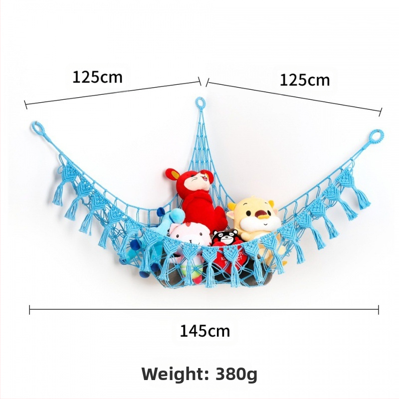 Мрежа за съхранение на кукли в ъгъла, триъгълна люлка, хамак, мрежа с джоб, ръчно тъкано памучно въже, декорация за стената