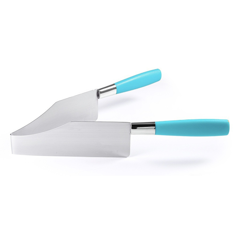 Gamyklos sandėlyje Nerūdijančio plieno torto skirtuvas Trikampis torto perkėlėjas Torto kirpimo mašina Torto daliklis