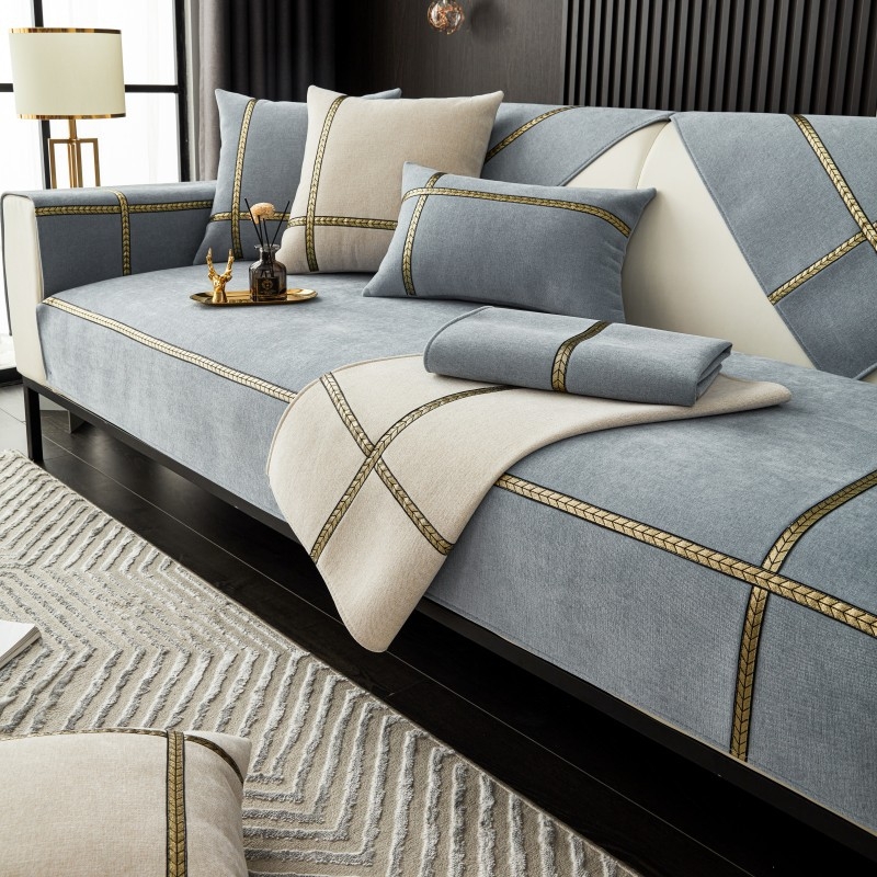 Универсална едноцветна възглавница за диван от шенил, модерна семпла, неплъзгаща се, калъфка за диван, кърпа на едро