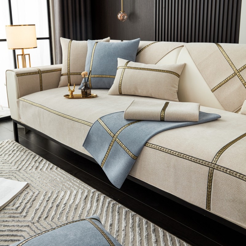 Универсална едноцветна възглавница за диван от шенил, модерна семпла, неплъзгаща се, калъфка за диван, кърпа на едро