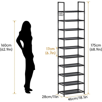 Piiriülene kuummüük Lihtne kingariiuli hoiukapp Üherealine 10-kihiline kingariiul Mustast rauast terastorust Uksega Konksuga