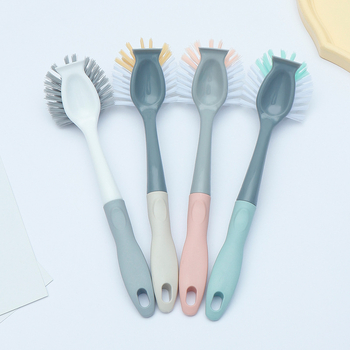 Пластмасова четка за тенджери с шпатула, четка за съдове, висяща незалепваща четка за тенджери с дълга дръжка, ... препоръчвам четка за почистване на котлони