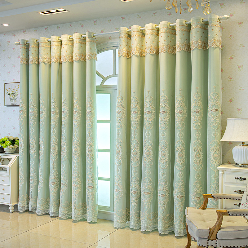 Paprastas europietiško stiliaus lengvas, prabangus siuvinėtas langų ekrano užuolaidos dvigubas sluoksnis integruotas naujo stiliaus svetainės miegamojo apdailos dvigubas sluoksnis šešėliavimo grindys