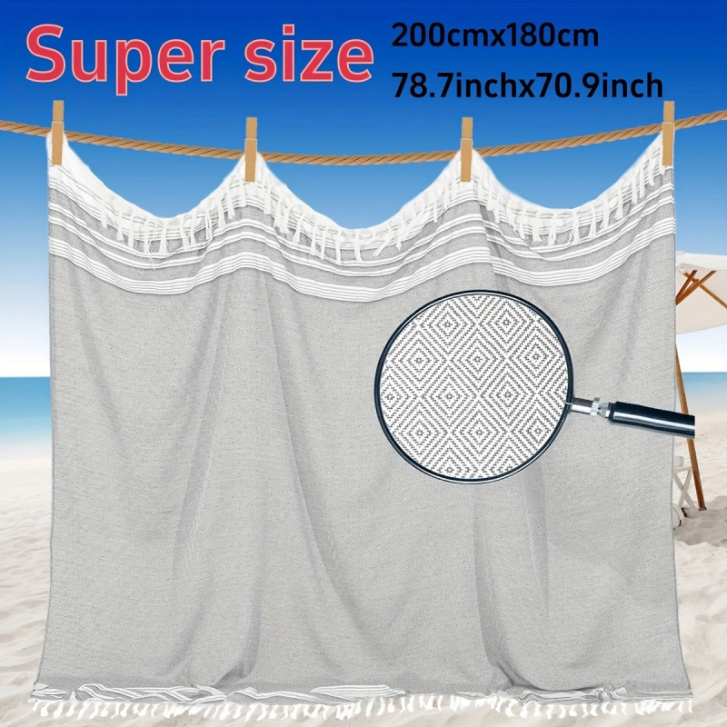 laos hiiglaslik kalkunist rannarätikutekk, eriti suur boheemlaslikus stiilis rannarätik, vannirätik 180x180