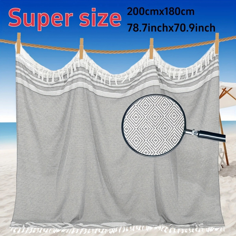 laos hiiglaslik kalkunist rannarätikutekk, eriti suur boheemlaslikus stiilis rannarätik, vannirätik 180x180