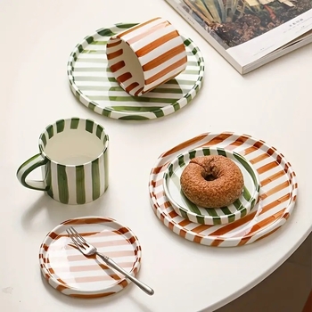 Κούπα Nordic Vintage Κούπα Καφές Κύπελλο Γάλα Νερό Κύπελλο Χειροποίητο Ριγέ Γραφείο Οικιακό Μέσο Αρχαίο Κεραμικό Κύπελλο Πρωινού