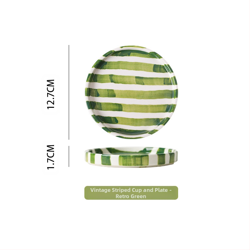 Скандинавска винтидж чаша за кафе, чаша за мляко, чаша за вода, ръчно рисувана на райета, офис, домакински, средновековен, закуска, керамична чаша