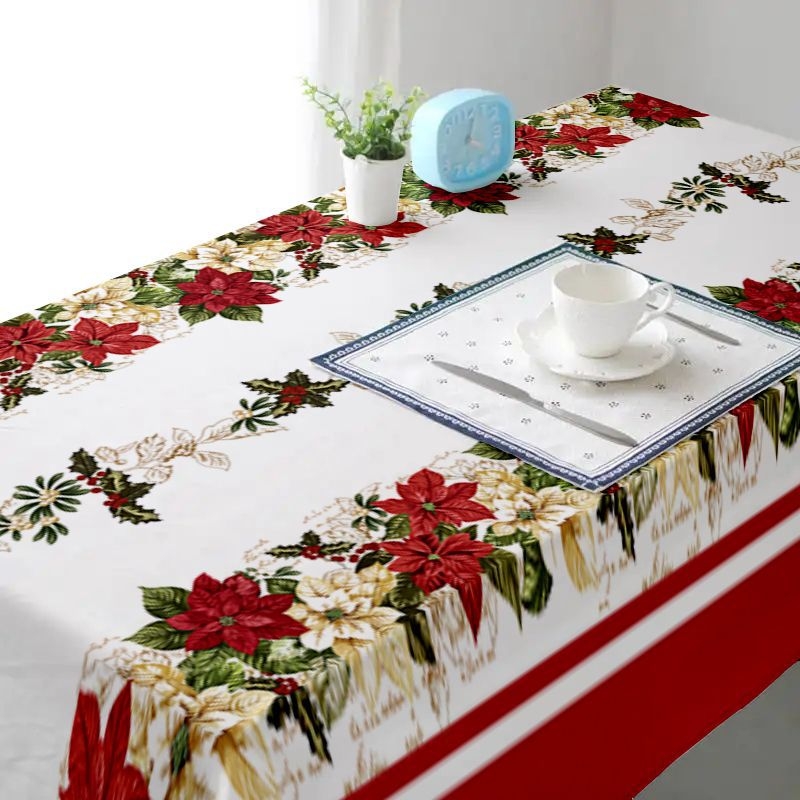 Piiriülene kuummüük jõululaudlinade kaunistuseks pühadeüritus polüester kodumööbli laudlina