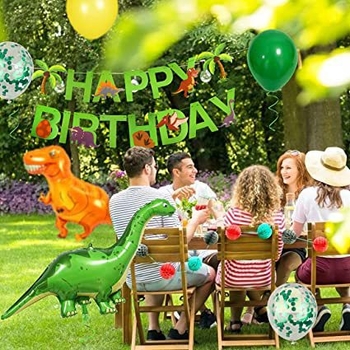 Piiriülene uus dinosauruse teema beebi sünnipäeva roheline peokaunistused elutoa välistingimustes paigutusega alumiiniumkile komplekt