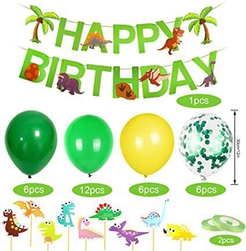 Piiriülene uus dinosauruse teema beebi sünnipäeva roheline peokaunistused elutoa välistingimustes paigutusega alumiiniumkile komplekt