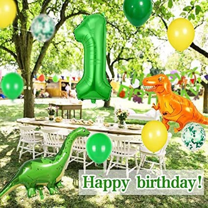 Piiriülene uus dinosauruse teema beebi sünnipäeva roheline peokaunistused elutoa välistingimustes paigutusega alumiiniumkile komplekt