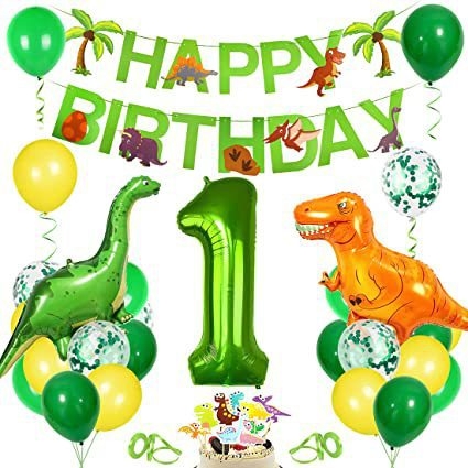 Piiriülene uus dinosauruse teema beebi sünnipäeva roheline peokaunistused elutoa välistingimustes paigutusega alumiiniumkile komplekt