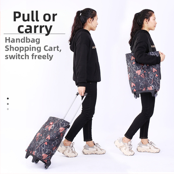 Ratastega ostukäru kott supermarketi toidukaupade ostukäru kott riidest kott ostukäru kaasaskantav suure mahutavusega ostukäru piiriülene