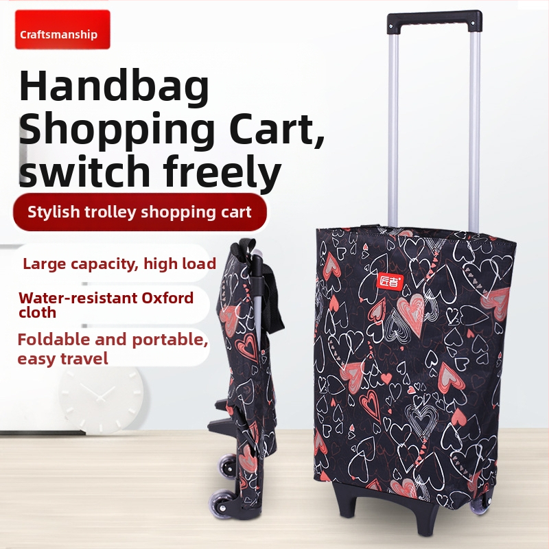 Пазарска чанта с колела за количка за супермаркет, пазарска чанта за хранителни стоки, платнена чанта, пазарска количка, преносима количка с голям капацитет, за трансгранично пазаруване