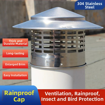 Poklopac za krovnu ispušnu cijev, kapa od nehrđajućeg čelika za kišu, otporna na ptice i miševe, PVC ispušni otvor, prozračna kapa za dimnjak, kišobran