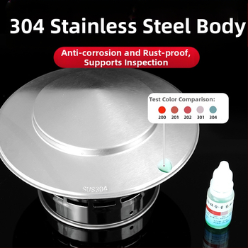 Poklopac za krovnu ispušnu cijev, kapa od nehrđajućeg čelika za kišu, otporna na ptice i miševe, PVC ispušni otvor, prozračna kapa za dimnjak, kišobran