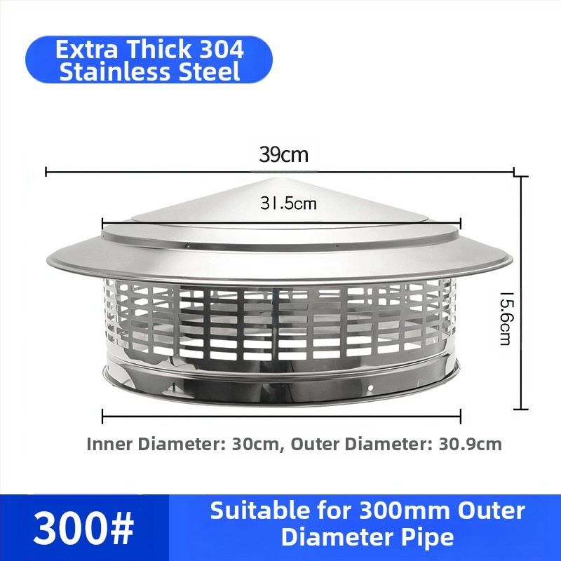 Poklopac za krovnu ispušnu cijev, kapa od nehrđajućeg čelika za kišu, otporna na ptice i miševe, PVC ispušni otvor, prozračna kapa za dimnjak, kišobran