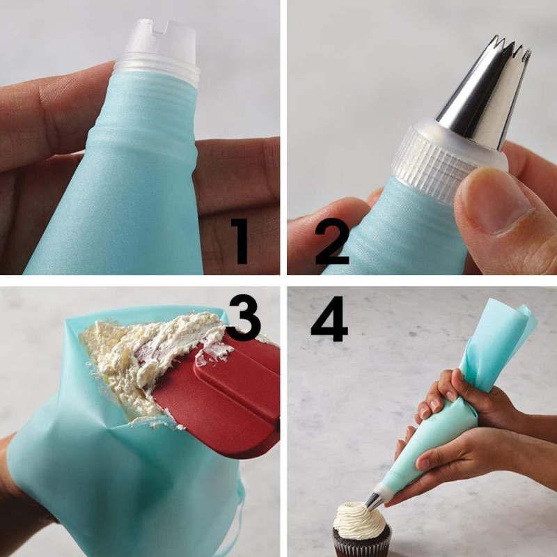 „Amazon“ 24 dalių torto sukimo padėklo rinkinys, konditerinis maišelis, grietinėlės mentelė, nerūdijančio plieno konditerinis antgalis, kepimo įrankiai