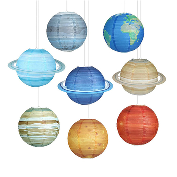 Χονδρική Διαστημική Θέμα Ηλιακού Συστήματος Πλανήτη Φανάρι Γενεθλίων Διακόσμηση Κρεμαστά Φώτα Δημιουργική Διακόσμηση Φαναριού Αστεριού με Χαρτί