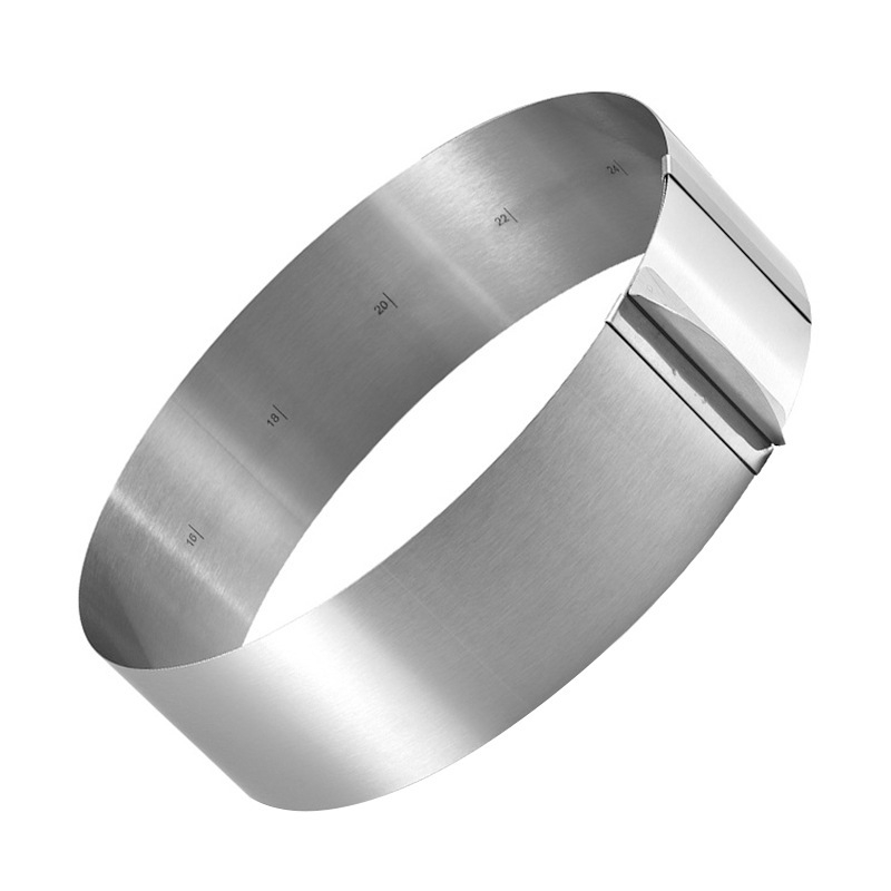 Трансгранична кръгла форма за мус от неръждаема стомана, кръгла форма за торта 6-12 инча, прибираща се регулируема домакинска инструмента за печене