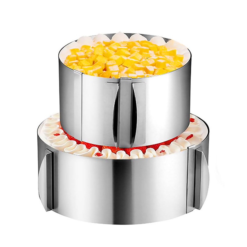 Трансгранична кръгла форма за мус от неръждаема стомана, кръгла форма за торта 6-12 инча, прибираща се регулируема домакинска инструмента за печене