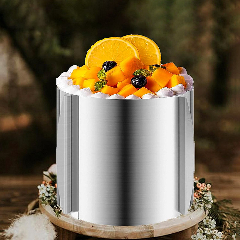 Трансгранична кръгла форма за мус от неръждаема стомана, кръгла форма за торта 6-12 инча, прибираща се регулируема домакинска инструмента за печене