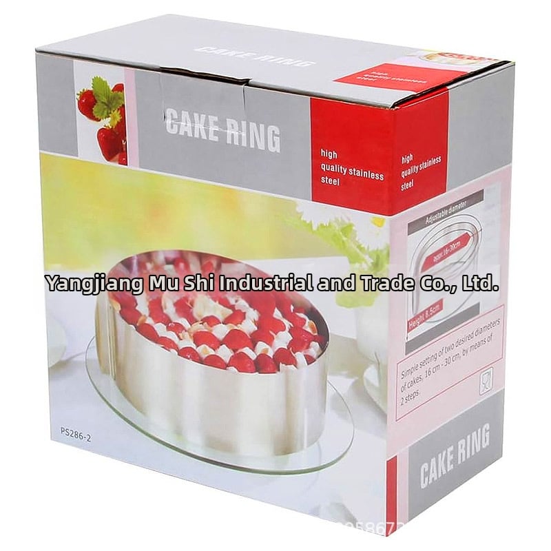 Трансгранична кръгла форма за мус от неръждаема стомана, кръгла форма за торта 6-12 инча, прибираща се регулируема домакинска инструмента за печене