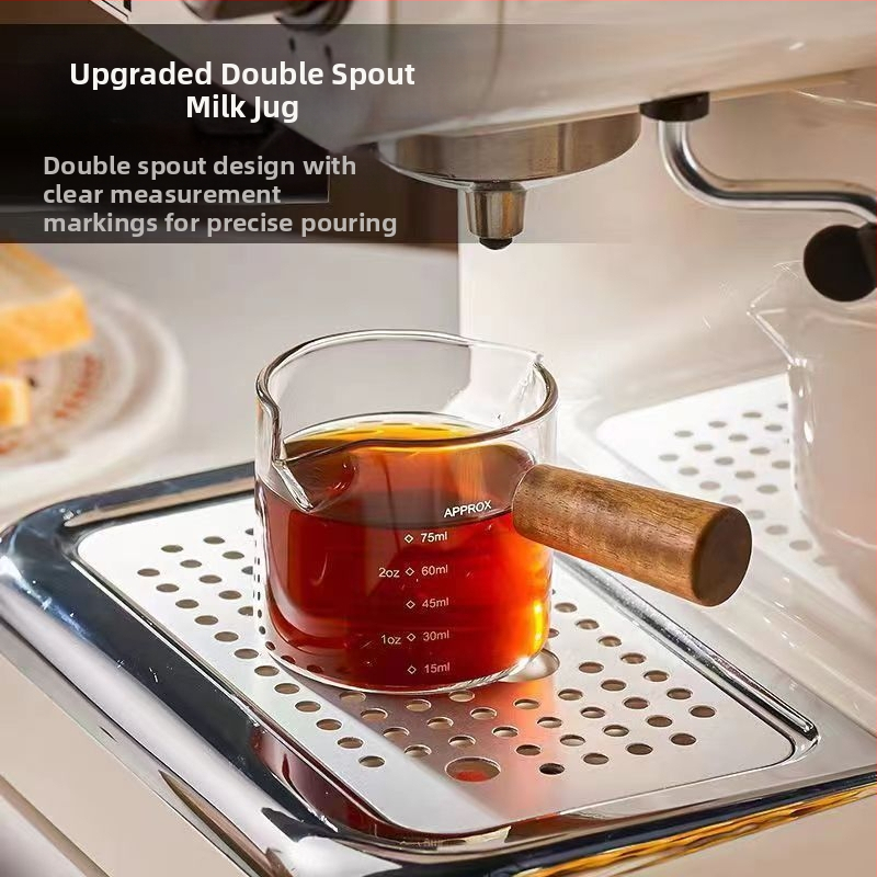 Дървена дръжка за кутия за кафе и мляко, чаша за мляко, боросиликатно стъкло, чаша за кафе, уред за екстракция на кафе, мерителна чаша, чаша за мляко с дръжка