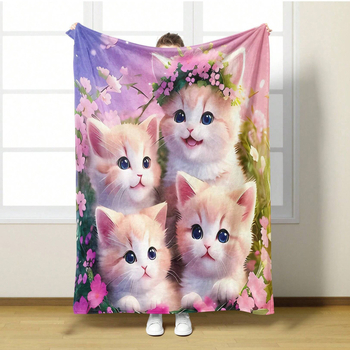 Flanellist tekk armas värviline kassitekk digitaaltrükiga soe tekk