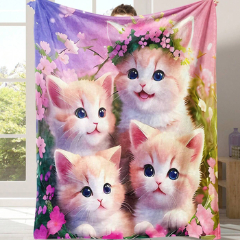 Flanellist tekk armas värviline kassitekk digitaaltrükiga soe tekk