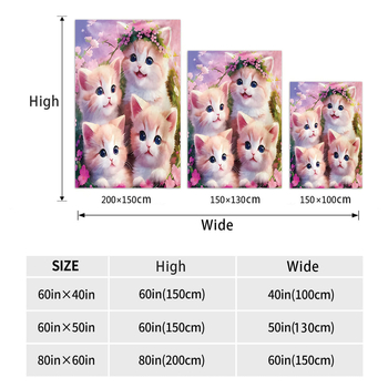 Flanellist tekk armas värviline kassitekk digitaaltrükiga soe tekk